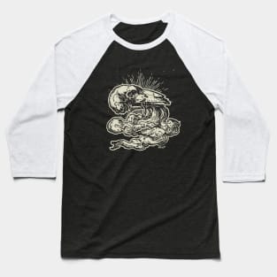 Medieval Heroicall French Emblem of a Dog Skull with Smoke Baseball T-Shirt